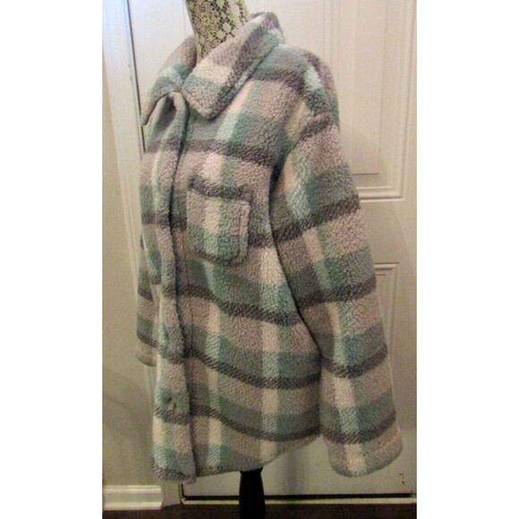 Koolaburra By Ugg Shacket Sage Green Purple Cozy Sherpa Shirt Jacket Womens Sz M - Picture 4 of 8